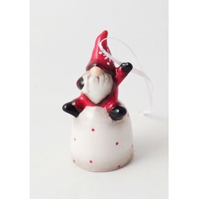 Ceramic Santa Gonk hanging bell decoration.