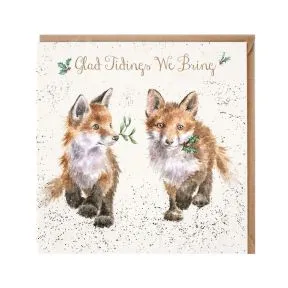 Wrendale Glad Tidings Fox Cubs Christmas Card