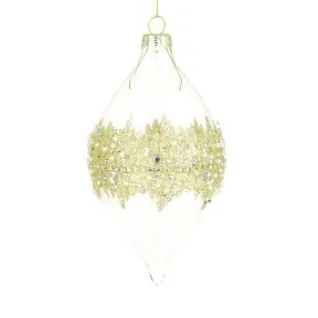 Clear Glass and Gold Beaded Finial
