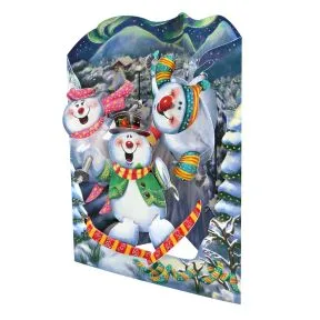 Snowmen Playing 3D Christmas Swing Card