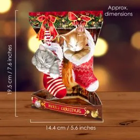 Sleeping Kittens 3D Christmas Swing Card