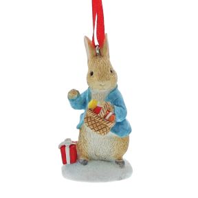 Set Of 4 Peter Rabbit Hanging Christmas Ornaments