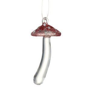 Red Glitter Glass Mushroom